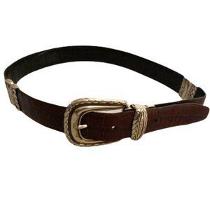 Brighton Silber Tone Scroll Work Metal Belt M